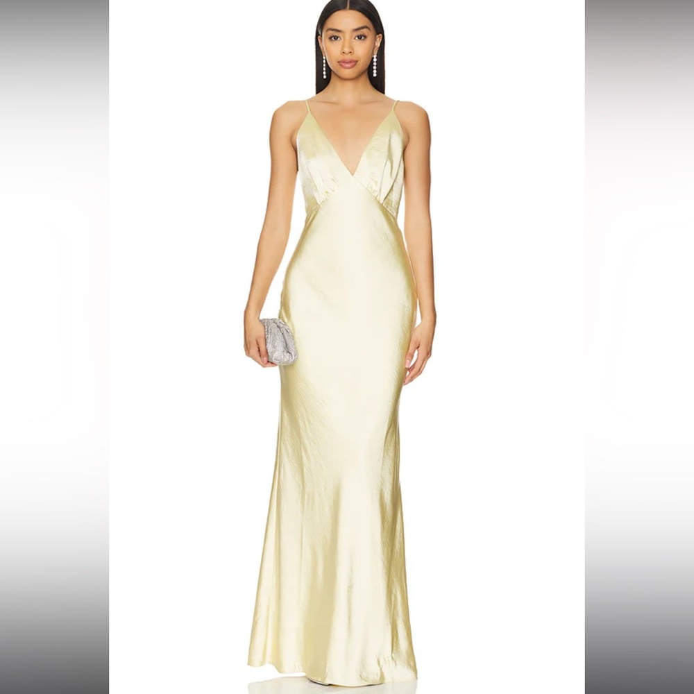 Lovers + Friends Cream Sleeveless V-neck Gown